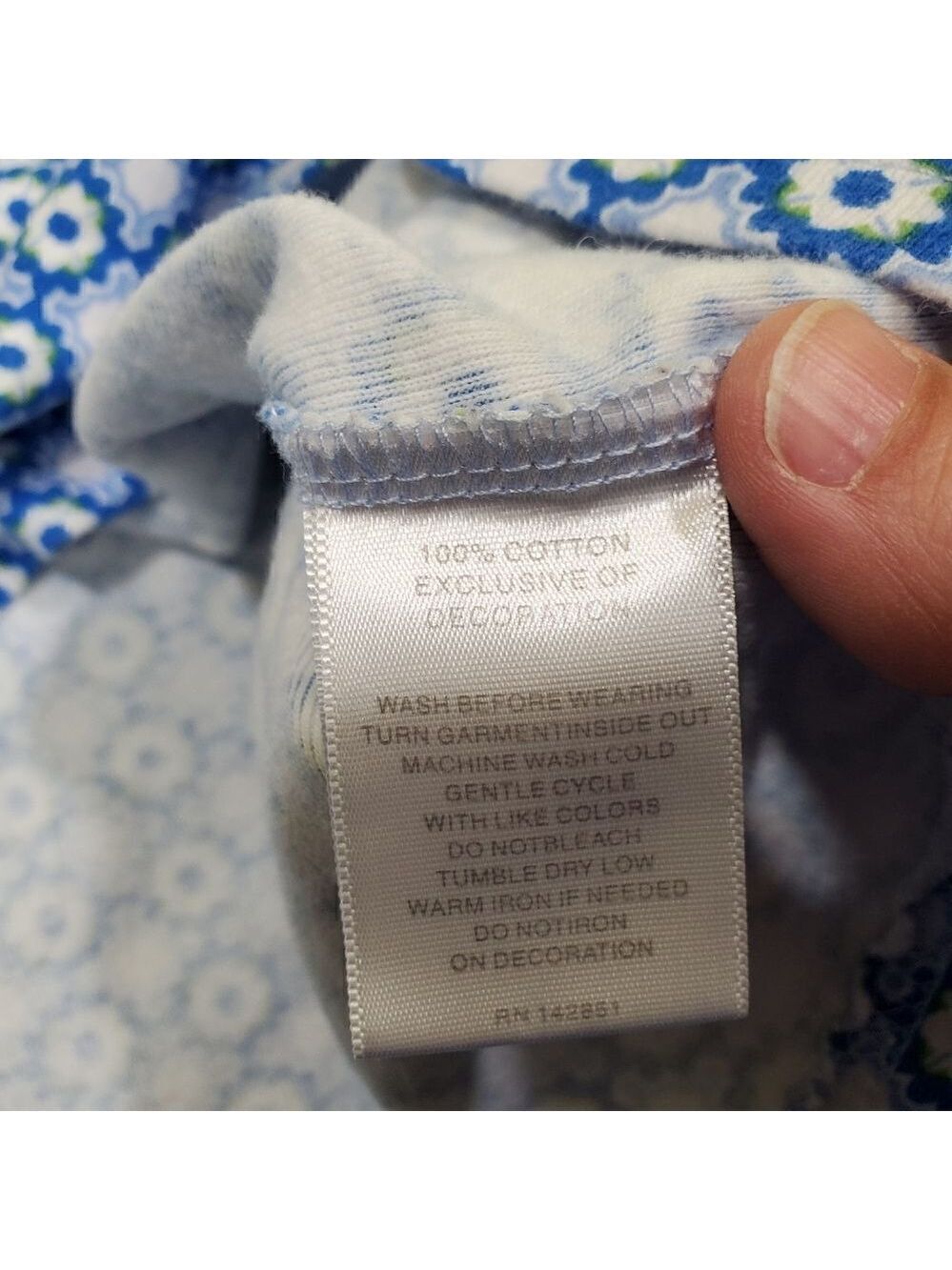 Rebecca Malone Blue Floral Cotton Tank Top Size Large - Picture 5 of 6